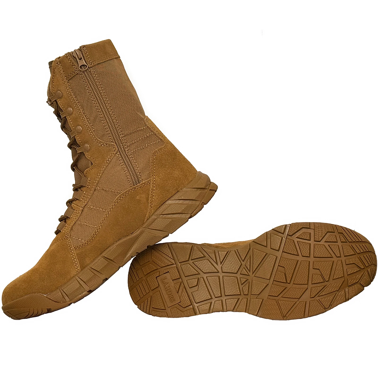 LAHORS Leather Lightweight Man Tactical Boots Combat Boots Anti-Collision Lace Up Waterproof Outdoor Hiking Breathable Shoe