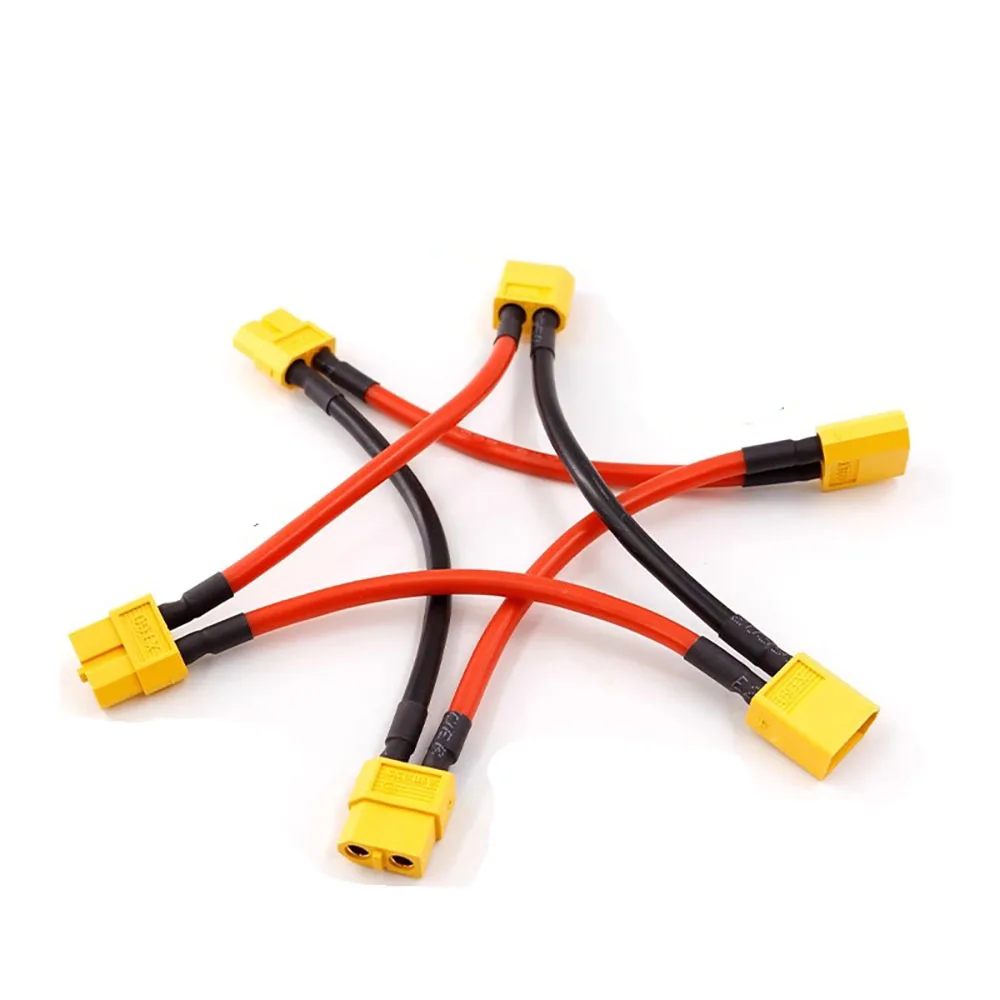 Cabo de plugue xt60, 12awg, 10cm, conector paralelo xt60h, cabo macho e fêmea, extensão dupla, divisor y, 2/3 vias, bateria rc, fio de silicone
