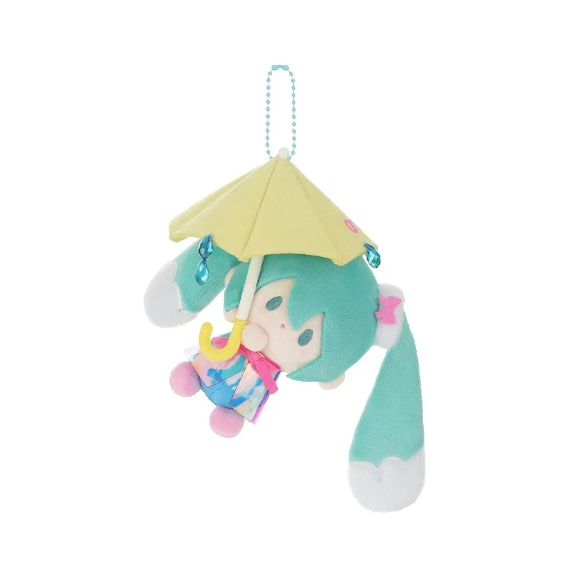 Breloczek pluszowy Hatsune Miku anime, 15 cm, kawaii, miękka lalka, urocza seria Rain Melody, zawieszka do plecaka, prezent.