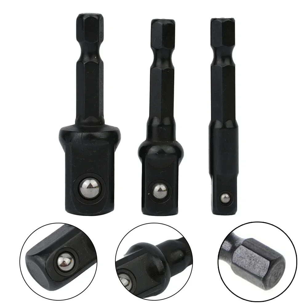 3pcs Socket Adapter 1/4 3/8 1/2 Inch Moer Driver Sockets Hex Shank Verlengstuk Socket Boor Adapter voor Driver