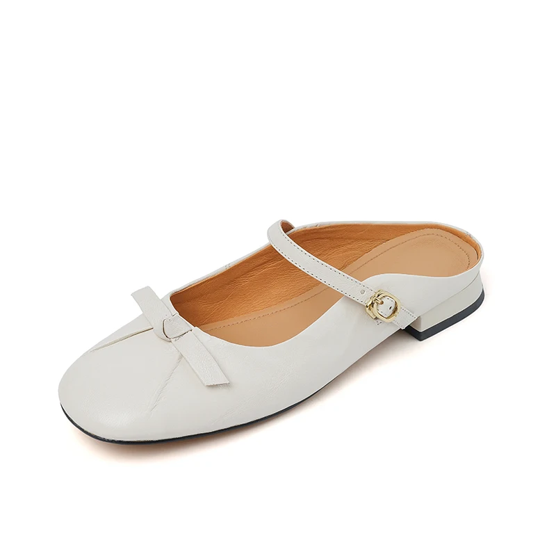 

Модные женские плиссированные декоративные шлепанцы с круглым носком и бантом, декоративные летние шлепанцы на низком каблуке с пряжкой PS1822