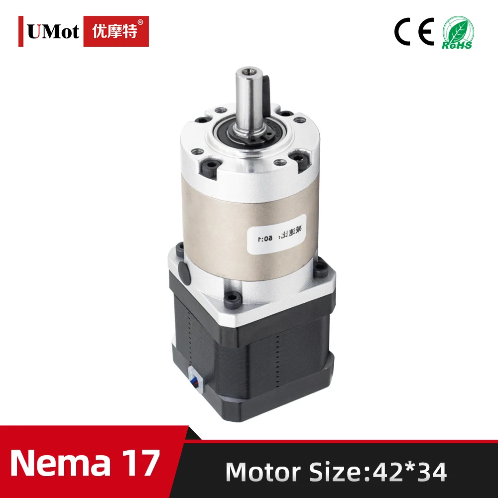 

Length 34mm Nema 17 Mini High Precision Planetary Geared Reducer Stepper Motor With Gearbox 1.3A 2.93V Ratio 35/40/50