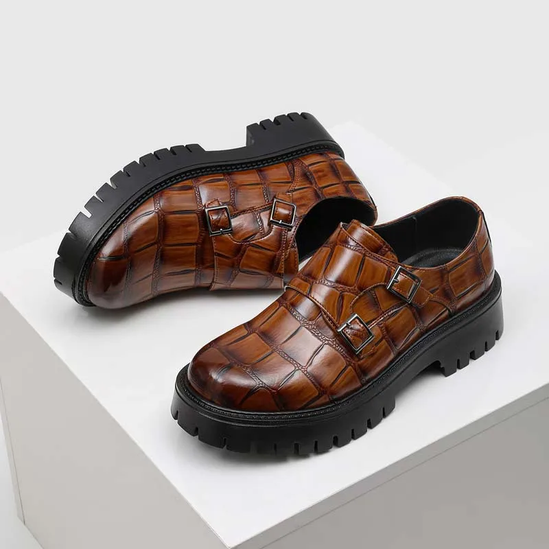 

Derby Shoes British Retro Men Oxford Shoes Leather Platform Casual Shoes Comfortable Formal Loafer Business Office Formal Dress