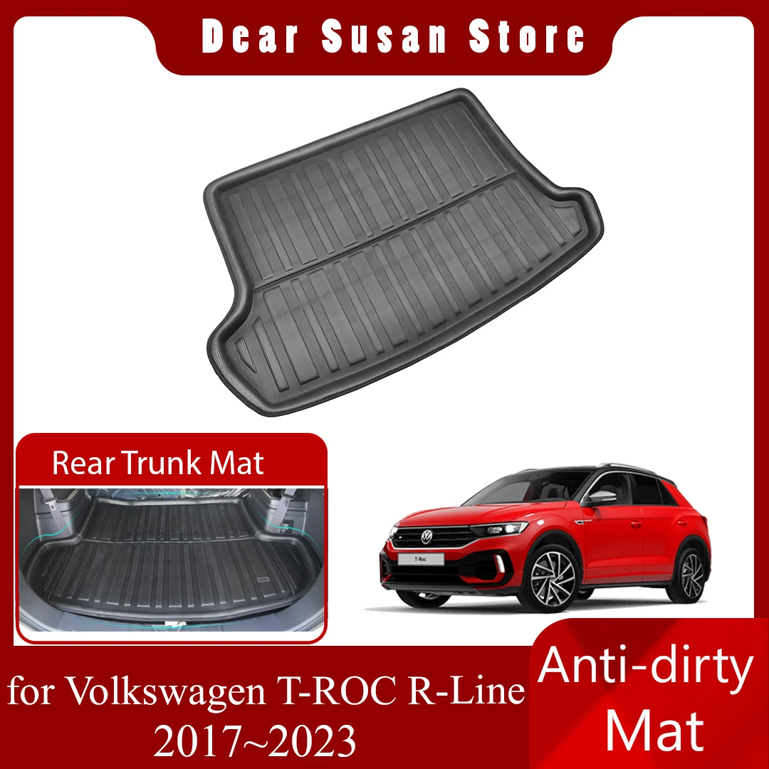 Car Rear Trunk Mat for Volkswagen VW T-ROC R-Line 2017~2023 2022 Panel Tray Waterproof Pad Space Boot Carg Cover Rug Accessories