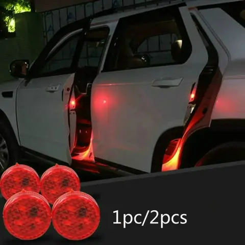 Luz de advertencia para puerta de coche, Flash anticolisión, lámpara de alarma inalámbrica roja, luz estroboscópica, señal de giro, luz de estacionamiento, 2 uds.