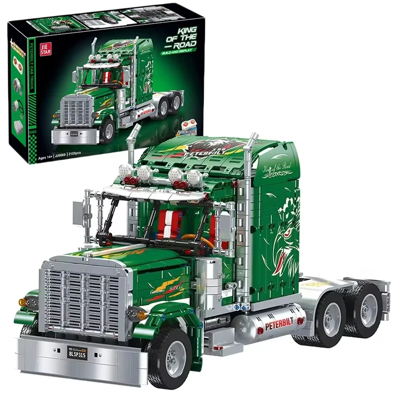 

2105 шт. технический город зеленый грузовик строительные блоки высокотехнологичный тяжелый грузовик грузовая модель кирпичи игрушки для детей подарки на день рождения MOC