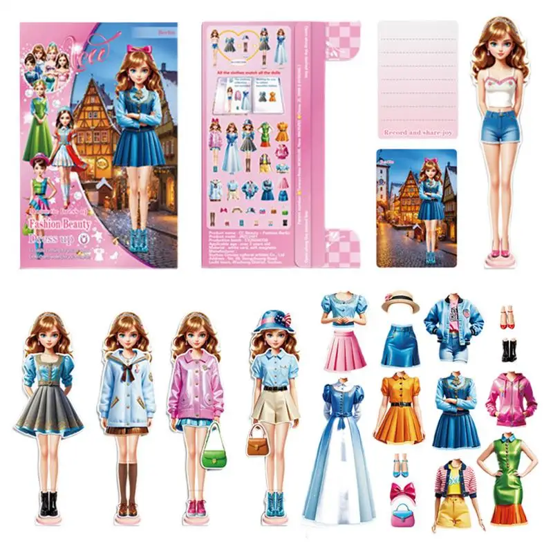 Magnetic Doll Dress up Kits Fashion Magnet Paper Doll Toddler Activities Magnet Dress up Sticker Book Children's Educational Toy