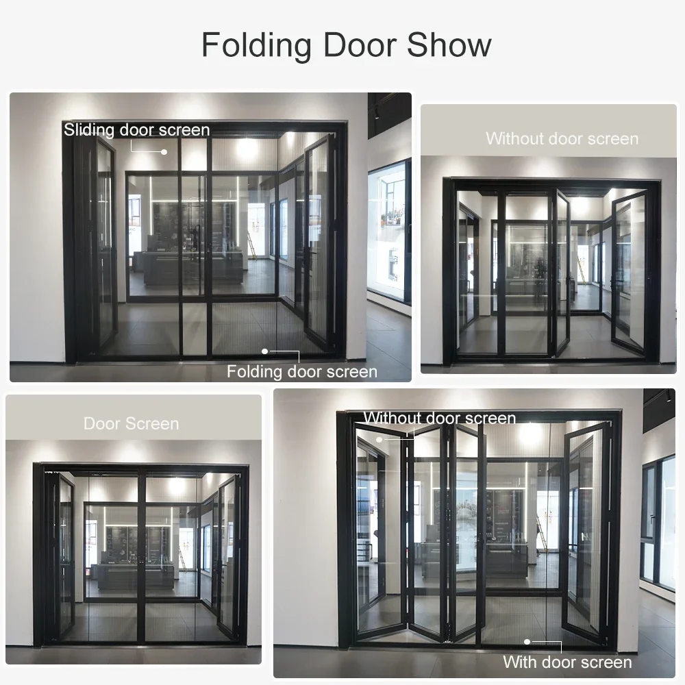Sixinalu Sliding Folding Door Electric Screens Exterior Accordion Doors 2mm Aluminum Double Glazed Garden Door Home Decor Custom
