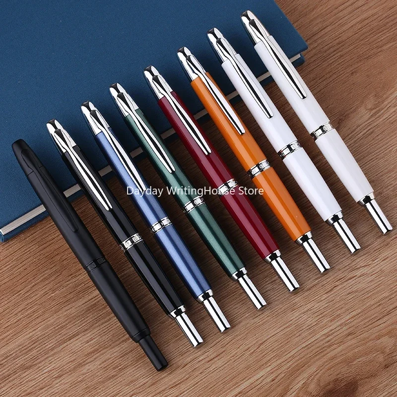 

New MAJOHN A1 Press Fountain Pen Retractable Ultra Fine Nib 0.4mm Metal Matte Black Pen With Clip Version Office School Supplies