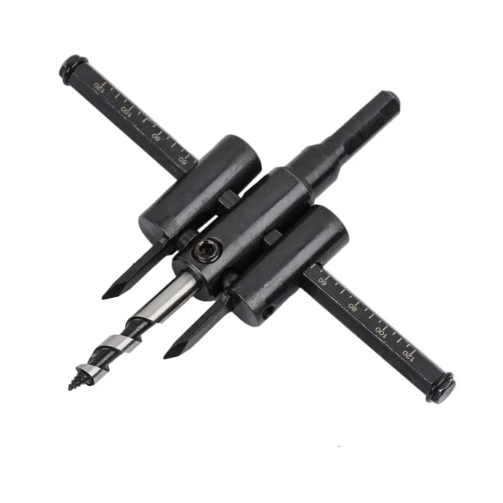 1PC 30-120/200/300mm Black Adjustable Aircraft Type Hole Opener Circle Hole Cutter Drill Bit Woodworking DIY Tool