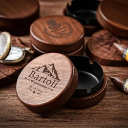 Personalized Handcrafted Wooden Vintage Ashtray With Lid Custom New Multifunctional Solid Wood Ashtray Groomsman Gift