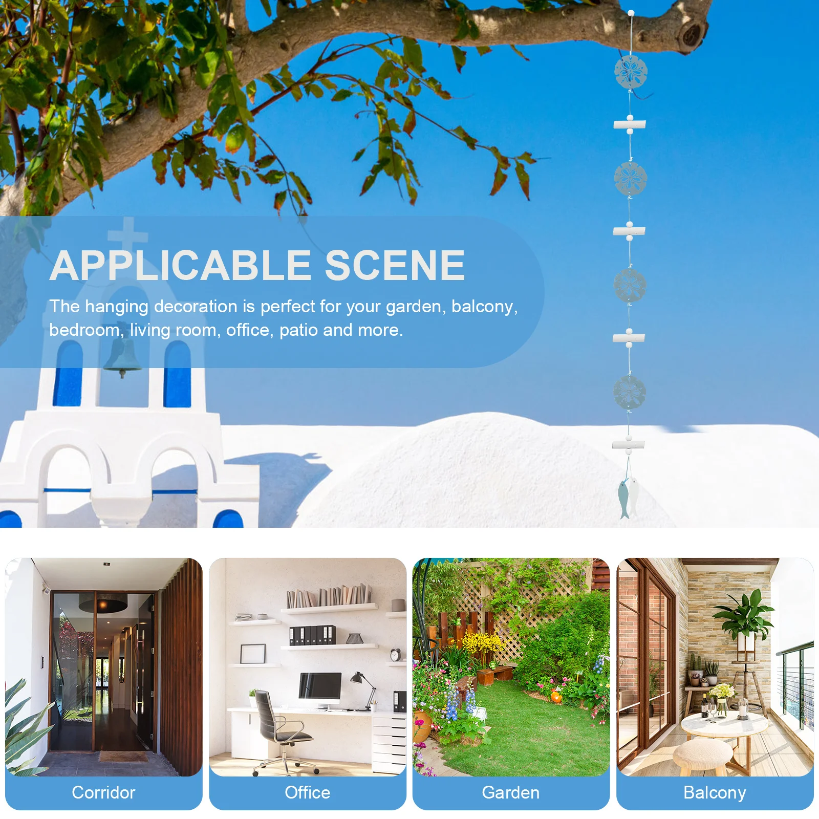 

Sea Star Scallop Hanging Pendant Natural Wood Handmade Coastal Wall Decor Nautical Ornament Bohemian Style Home Decoration