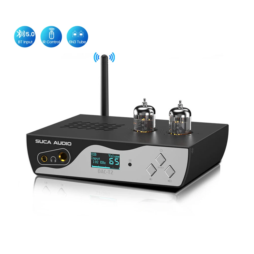 

SUCA AUDIO Bluetooth 5.0 Preamplifier Audio Decoder ES9038 Tube Headphone Amplifier Support RCA APT-X USB Active Speaker