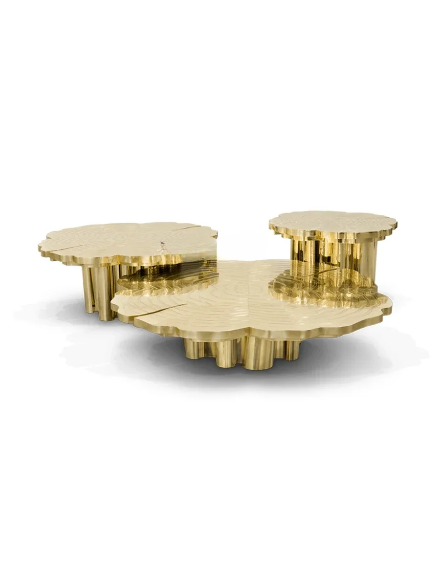 

Italian Style Light Luxury Coffee Table Stainless Steel High-Grade Villa Living Room Height New Tea Table