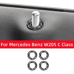 For Mercedes Benz C GLC Class W205 C180 C200 C300 Carbon Fiber Auto Door Lock Decorative Ring Trim Cover Sticker Car Accessories