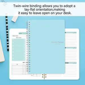 مخطط دفتر الملاحظات الأسبوعي الحلزوني غير المؤرخ ، جدول الأعمال ، اللوازم المدرسية المكتبية ، سجل الخطة اليومية للمساعدة ، جدول الأعمال ، A5 أفضل 12 مخطط مدرسة مبيعات - رقم 9
