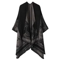 Simple Niche New Fashion Shawl Outer Wear Women's Thickened Shawl Summer High-end Cloak Dark Double-sided Warm Scarf