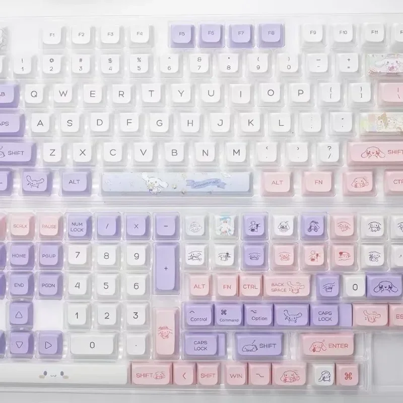 

Sanrio Kawaii Cinnamoroll колпачки для клавиш в мультяшном стиле PBT механическая клавиатура 144 колпачки для клавиш XDA очень милые аксессуары для клавиатуры