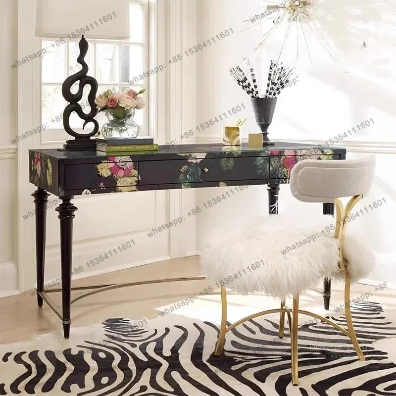 

LXAmerican light luxury pure hand-painted dresser solid wood with drawers Roman column design custom makeup table simpleSSS