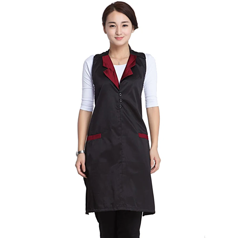 Restaurant Household Woman Kitchen Apron With Pocket Florist Hotel Chef Baking Cooking Barbecue Pinafore Hairdressing Salon Bib