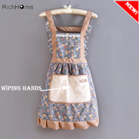 Wiping Hands Apron Lovely Sleeveless Floral Apron Female Household Kitchen Cooking Antifouling Breathable Wear Cleaning Suitable