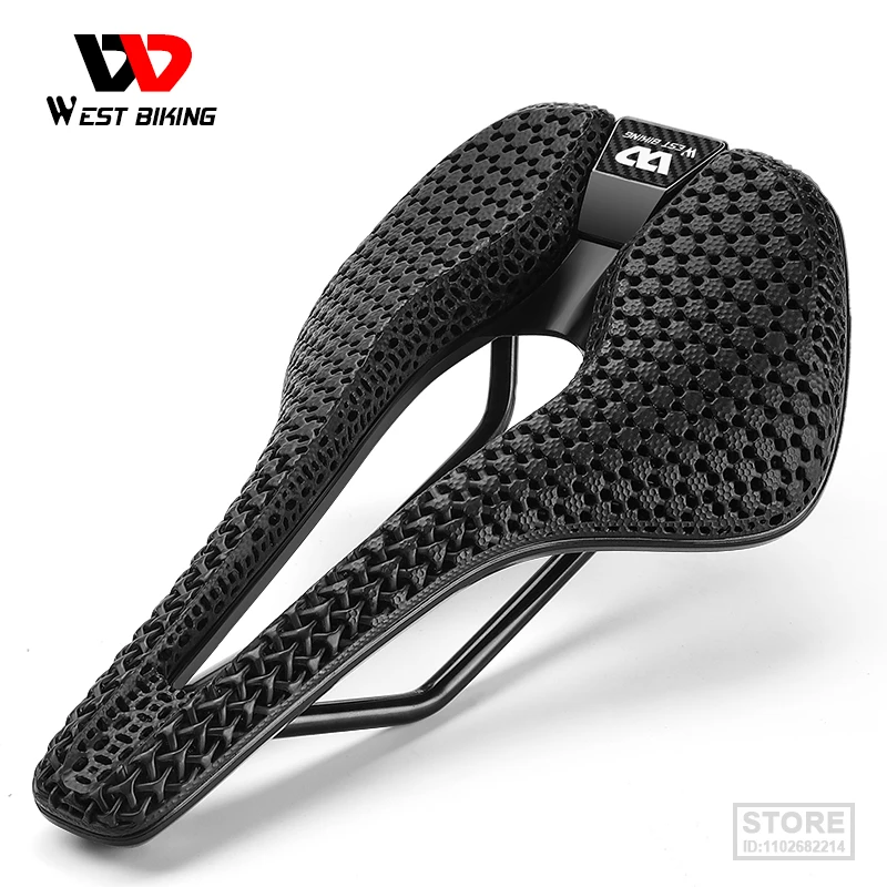 

WEST BIKING 3D Printed Saddle Ultralight Comfortable Cycling Saddle Zoned Shock Absorption Seat Cushion Triathlon Racing Saddle