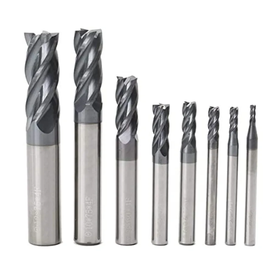 

CNC End Mill Set Carbide Tungsten Steel 4 Fultes Milling Cutter Router Bits Rotary Bits Tool Straight Shank 2-12mm 8pcs