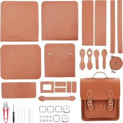 39pcs DIY PU Leather Shoulder Bag Making Set Knitting Crochet Bag Hand Sewing All Materials Handmade Backpack Purse Making