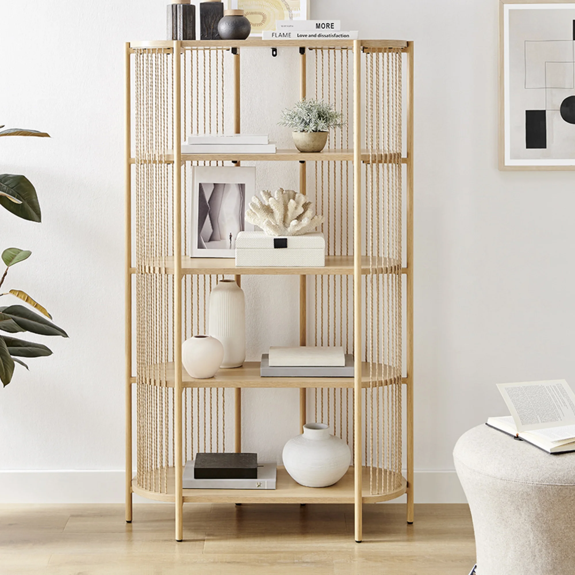 

！@Combohome Living Room Furniture Combination Bookcase Bookshelf Freestanding Decorative Storage Shelving 5 Layer Bookcases Wood