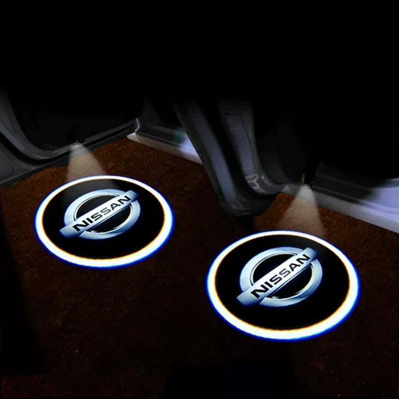 2Pcs for Nissan X-Trail Qashqai Altima Versa Micra Tiida Teana NP300 Sentra Car Door Welcome Logo Light Shadow Projector