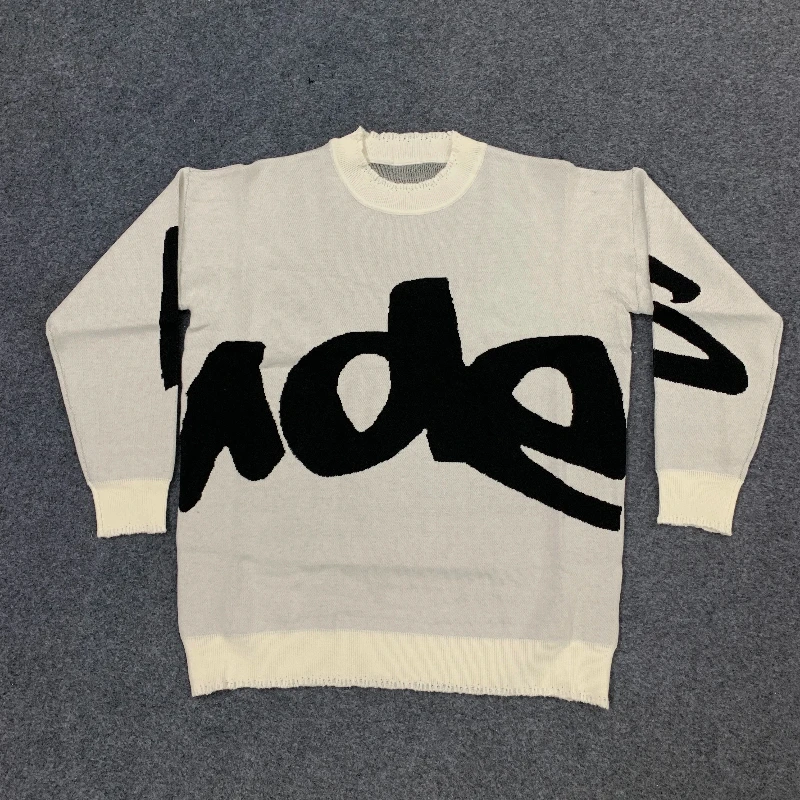 Y2K كسول المنزل موضة عادية أوروبا الولايات المتحدة طويلة الأكمام الجولة الرقبة سترة شتاء دافئ المرأة كنزة بمقاس كبير تريكو