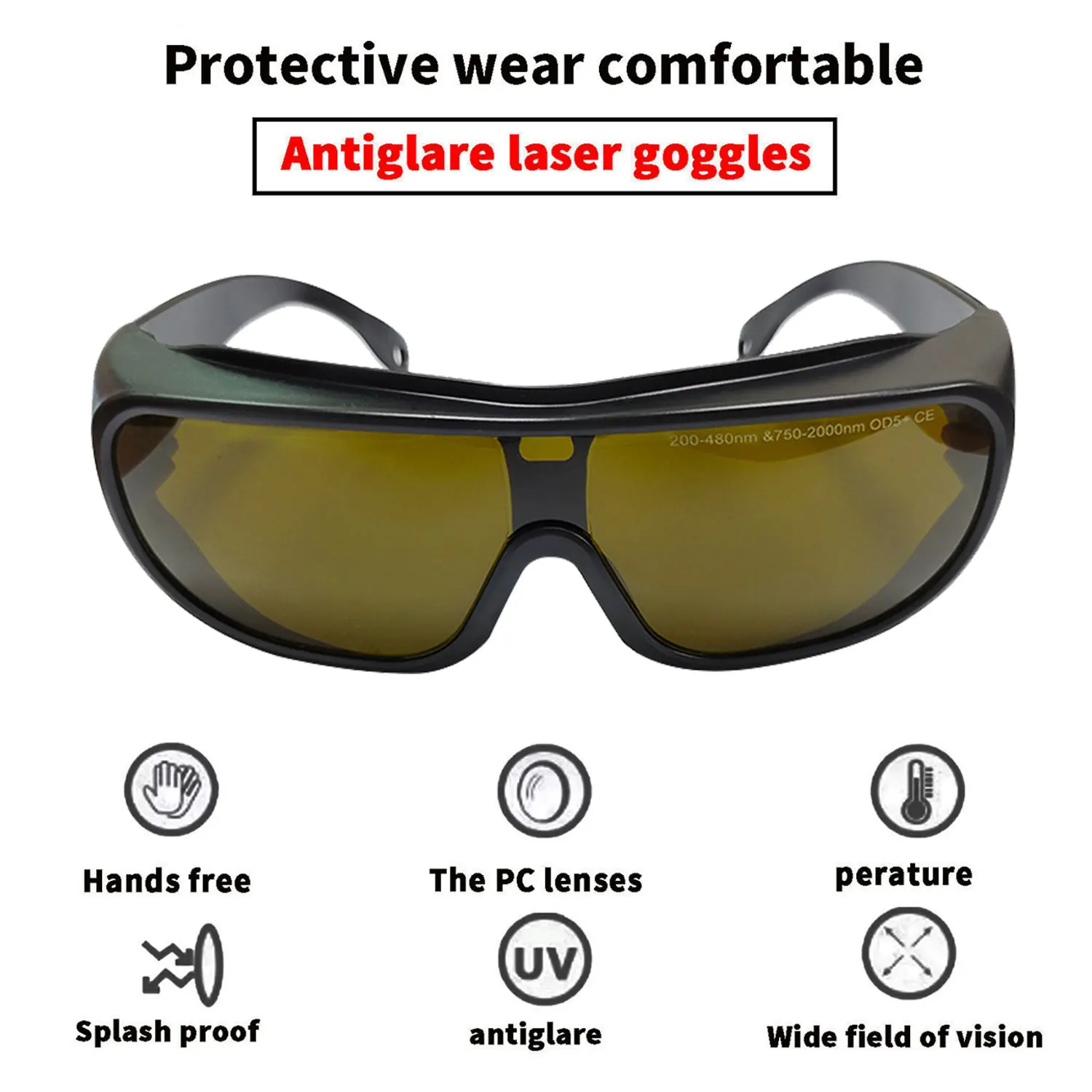 Eye Protection CE EN207 Validated OD6+ 900-1100nm Flexible PC Temple Laser Lenses for Multi-kW Fiber Laser Metal Cutting Factory