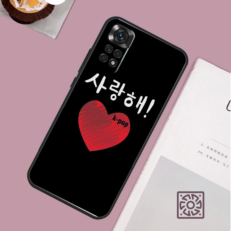 Cute Korean Font Saranghae I love you Case For Xiaomi Redmi Note 12 11 8 9 10 13 Pro 12S 11S 10S 9S Redmi 13C 9C 10C 12C Cover