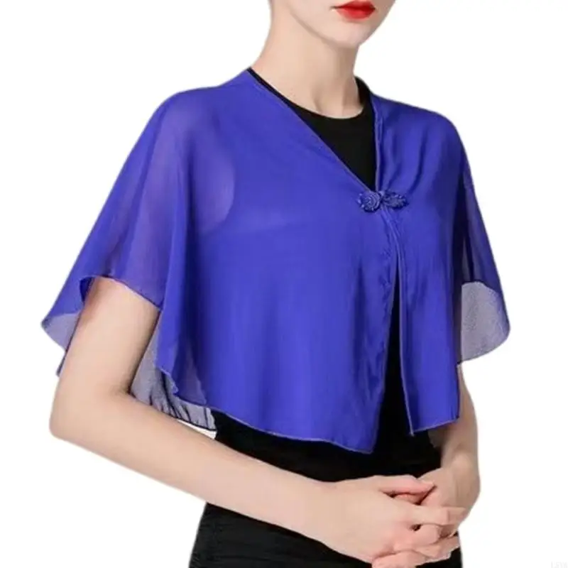 وشاح كتف L5YA أنيق من الشيفون بنصف شال رفيع مسامي للنساء المراهقات