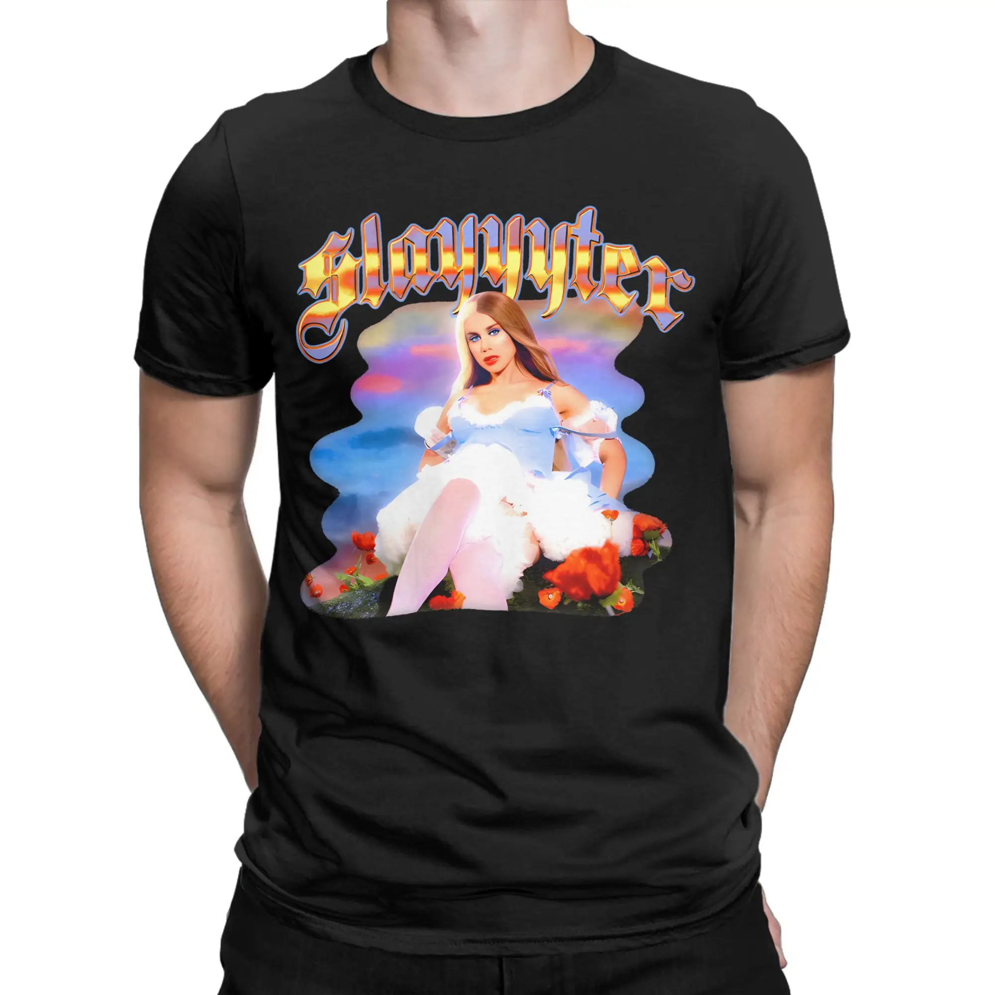 Vintage Style Singer Electro Pop Slayyyter for Men Women T Shirts  Funny Tees Round Collar T-Shirt Pure Cotton Big Size Tops