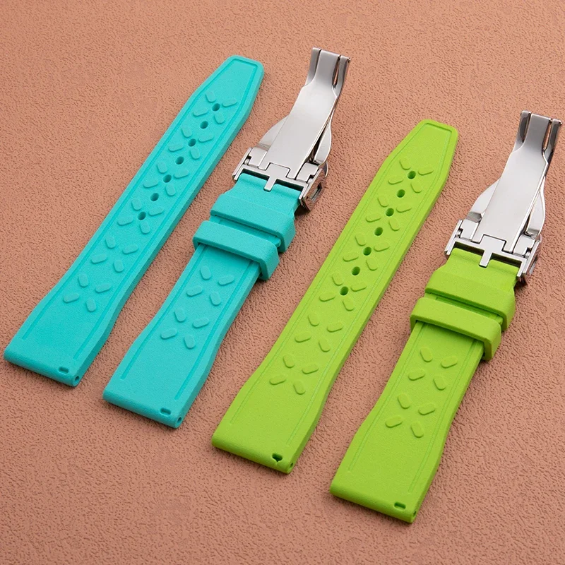 20 mm Universal-Zubehör-Uhrenarmband für Oum-Armband Black Bay GMT Pelagos Fluororubber Q7 Gummiarmband mit flachem Ende