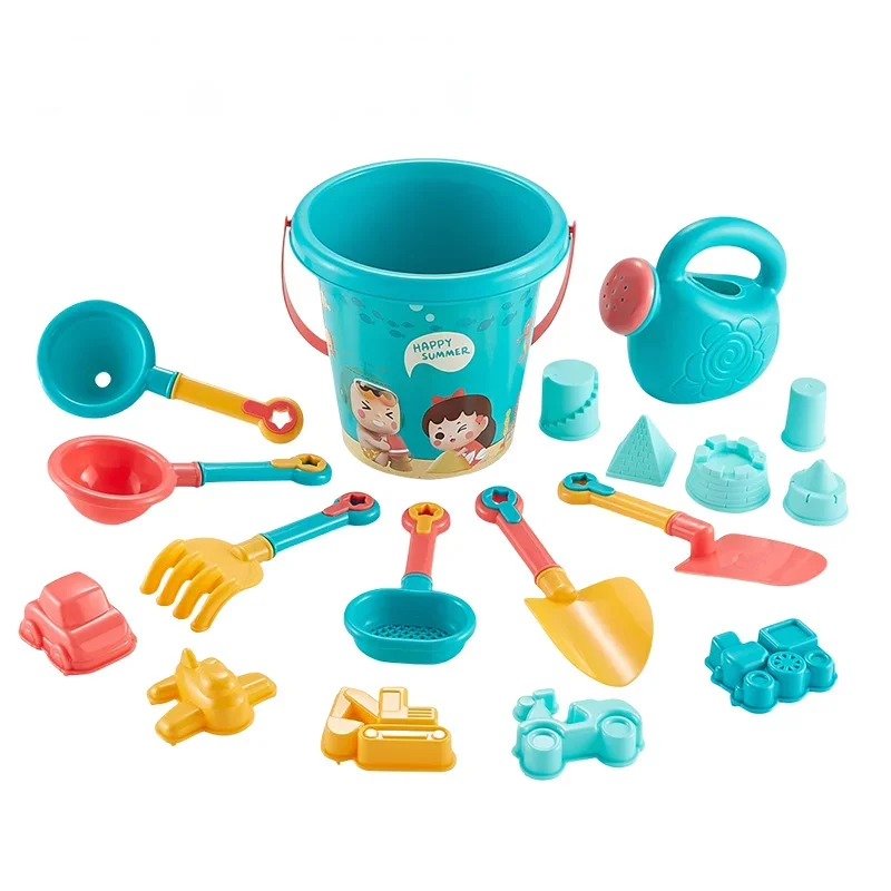 Ensemble de voiture jouet de plage pour enfants, 18 pièces, pelle, creuser du sable, jeu de plage en plein air, ensemble de seau de plage