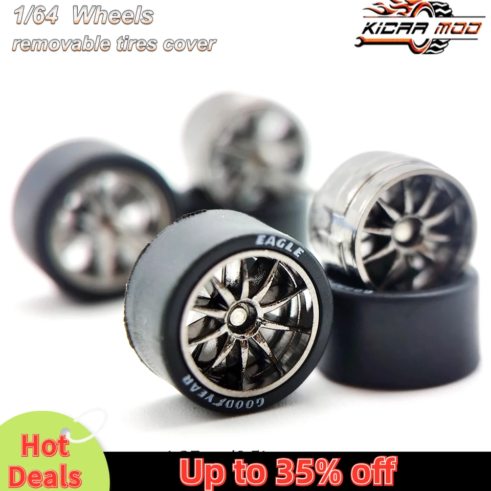 1/64 Wheels with Rubber Tires CE28 Large Size Refitting Parts for