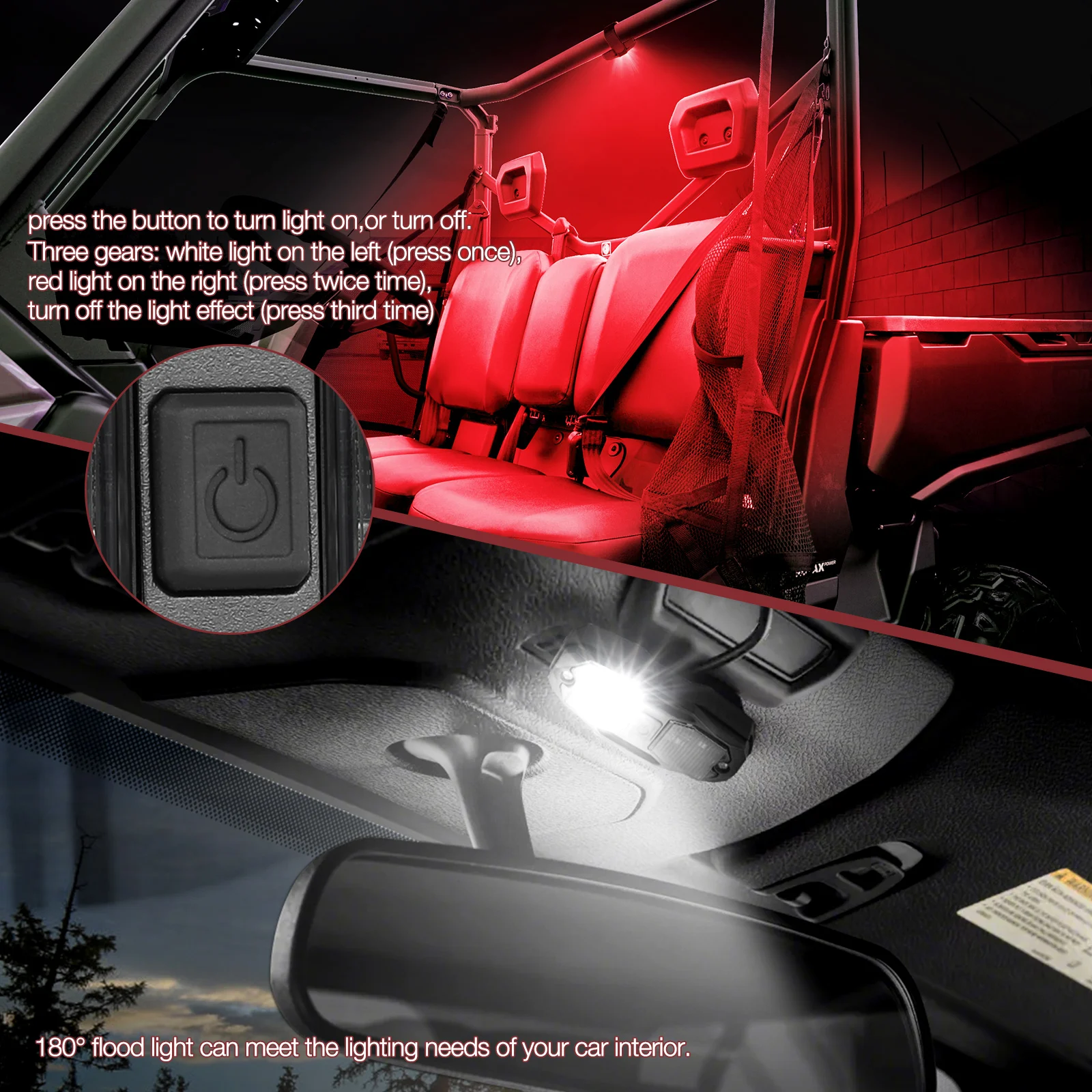 Per Polaris Ranger XP 500/570/900/1000 Crew Can-Am x3 UTV Luce interna UTV Cupola Luce universale Roll Bar Light Mount