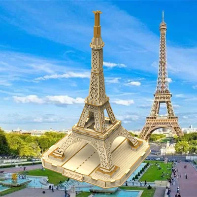

3D Wooden Puzzles Building Model Set Assembly DIY Kit for Big Ben Eiffel Tower Famous Architecture Jigsaw Christmas Gift
