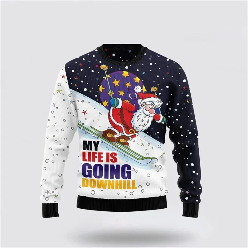 2025 fashion funny ugly Christmas sweater men's clothing hip-hop bar party men's sportswear casual men's pullover Christmas spor