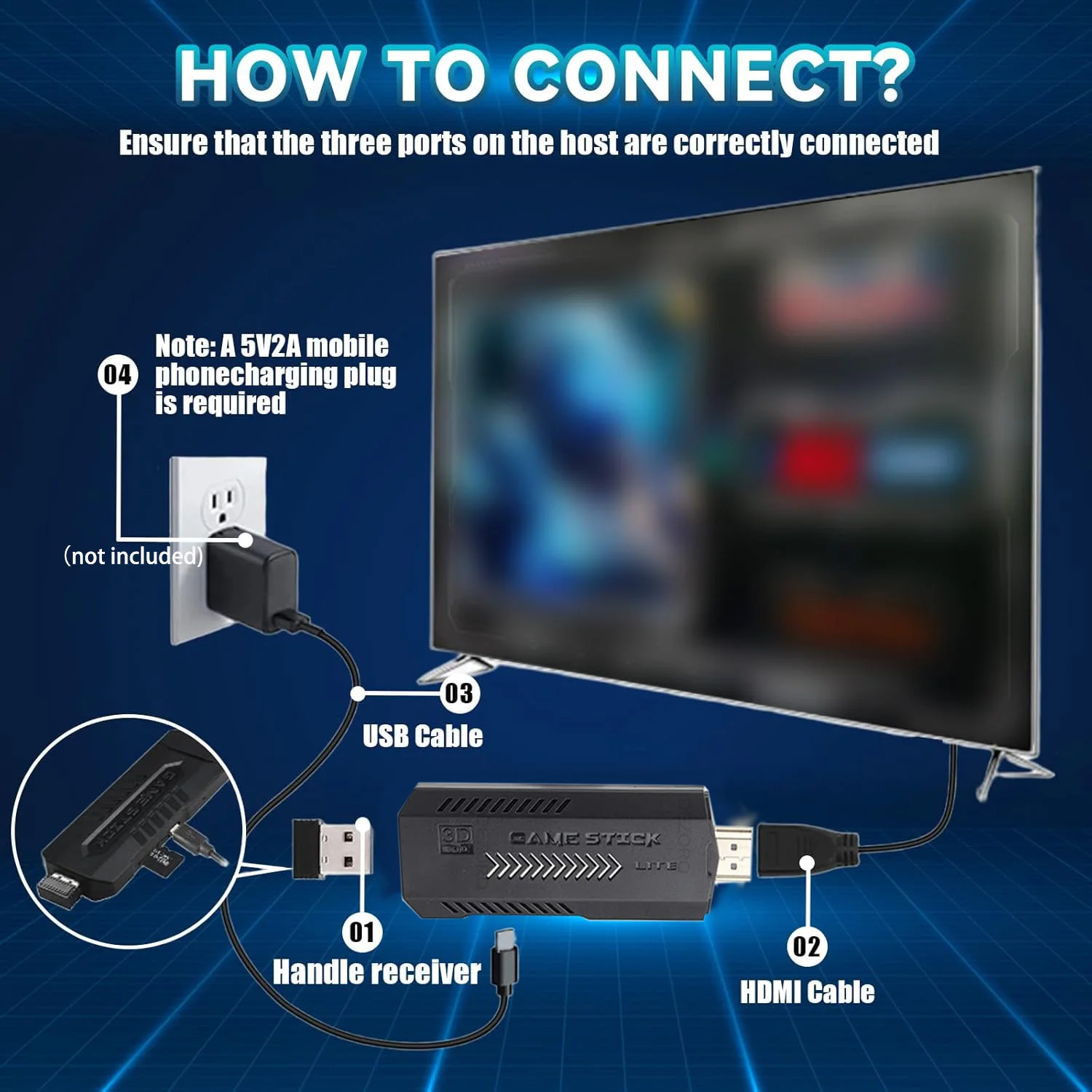 وحدة تحكم ألعاب ريترو 64G 128G X2 Plus 40000+Games Game Stick 4K TV وحدة تحكم ألعاب لاسلكية #5