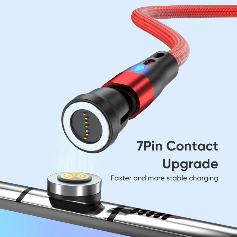 Kabel magnetyczny 3 w 1 PD 60W 7-pinowa ładowarka magnetyczna 540 Obróć szybkie ładowanie Kabel Micro USB typu C do iPhone Xiaomi Realme