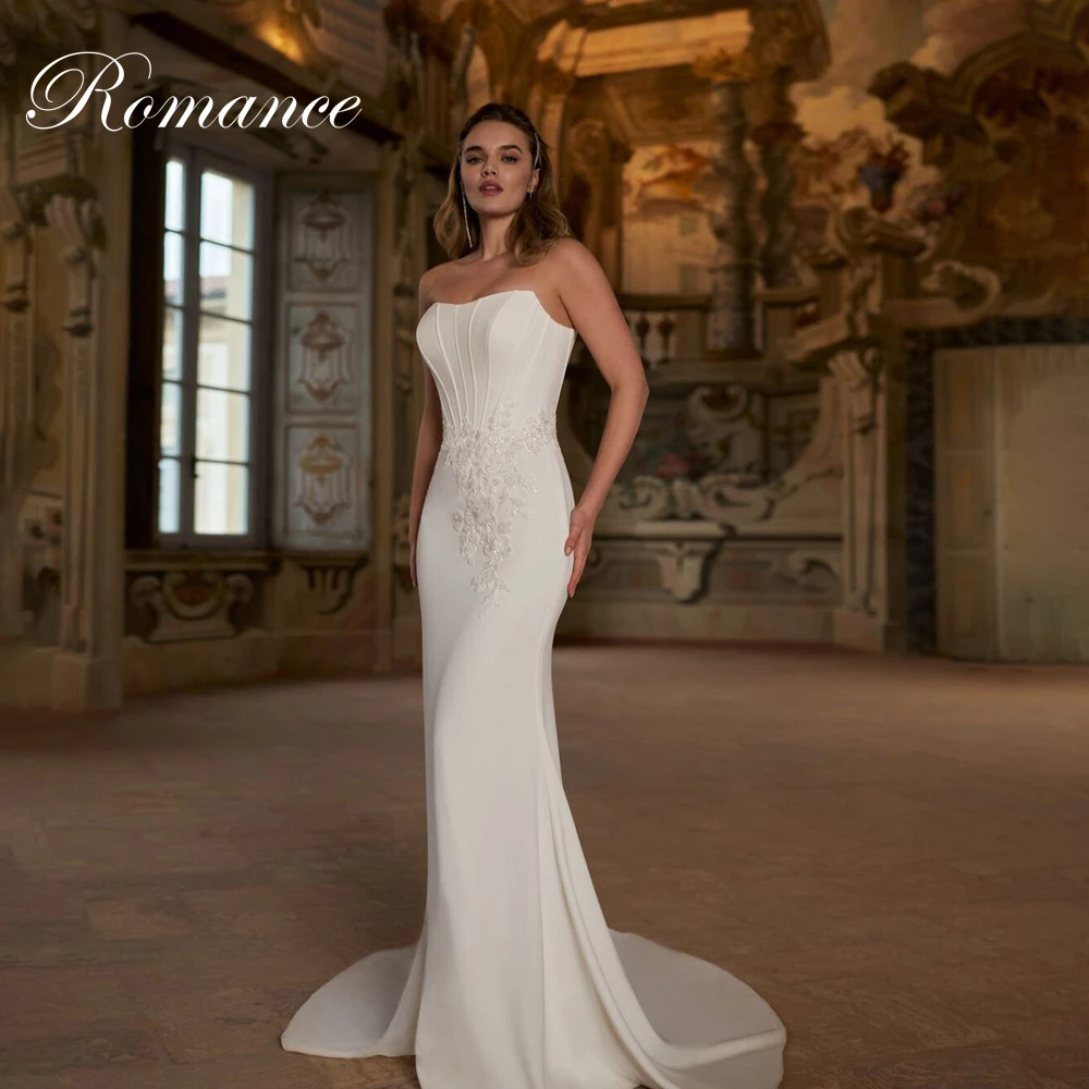 

Classic Mermaid Wedding Dress Boat-Neck Lace Appliques Open Back Sleeveless Sweep Train Bridal Gown Vestidos De Novia Customized