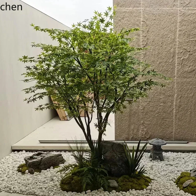 L7-15  Artificial Green Maple Tree Large Indoor Decor Fake Tree Chicken Claw Maple Living Room Floor Window Display Green Plant