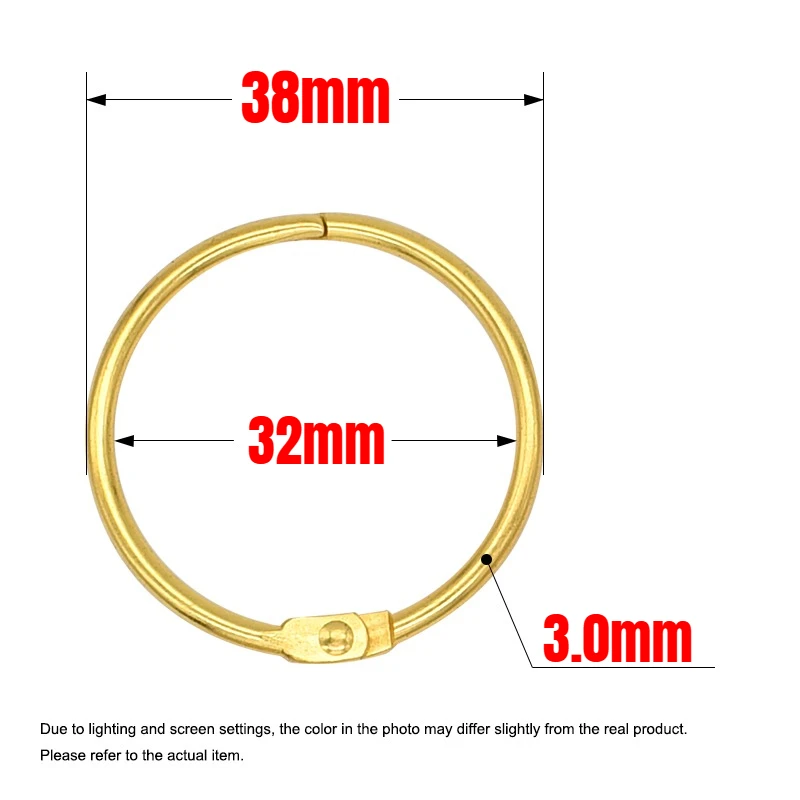 10Pcs Gold Durable Metal Ring Binder 32mm Book Rings for Calendar Circle & Loose-leaf Notebook Binding