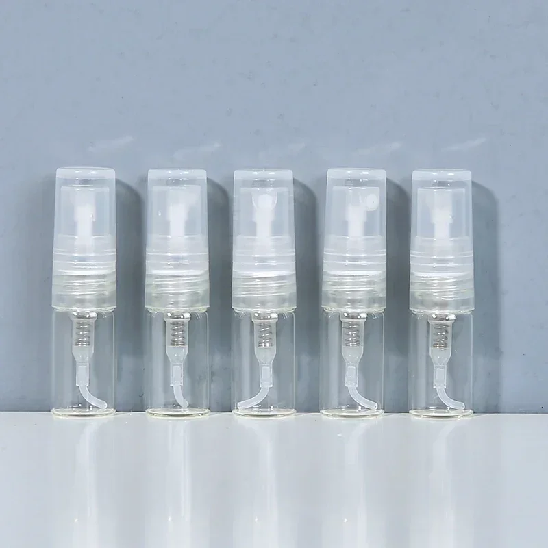 50/100/200pcs 2ML Mini Transparent Spray Bottle Plastic Perfume Atomizer Sample Bottle Cosmetic Liquid Container Travel Set