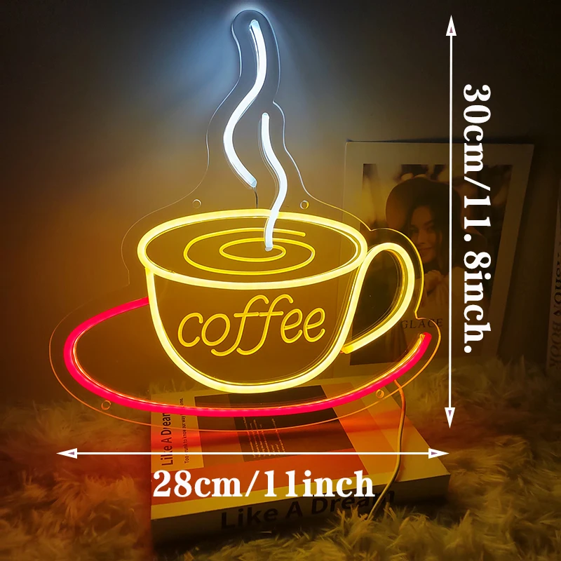 LED Neon Light Coffee Neon Sign Light Bars Supermarkets Coffee Shops Restaurant Hotel Wall Window Decorate Signs usb cafe Lamp