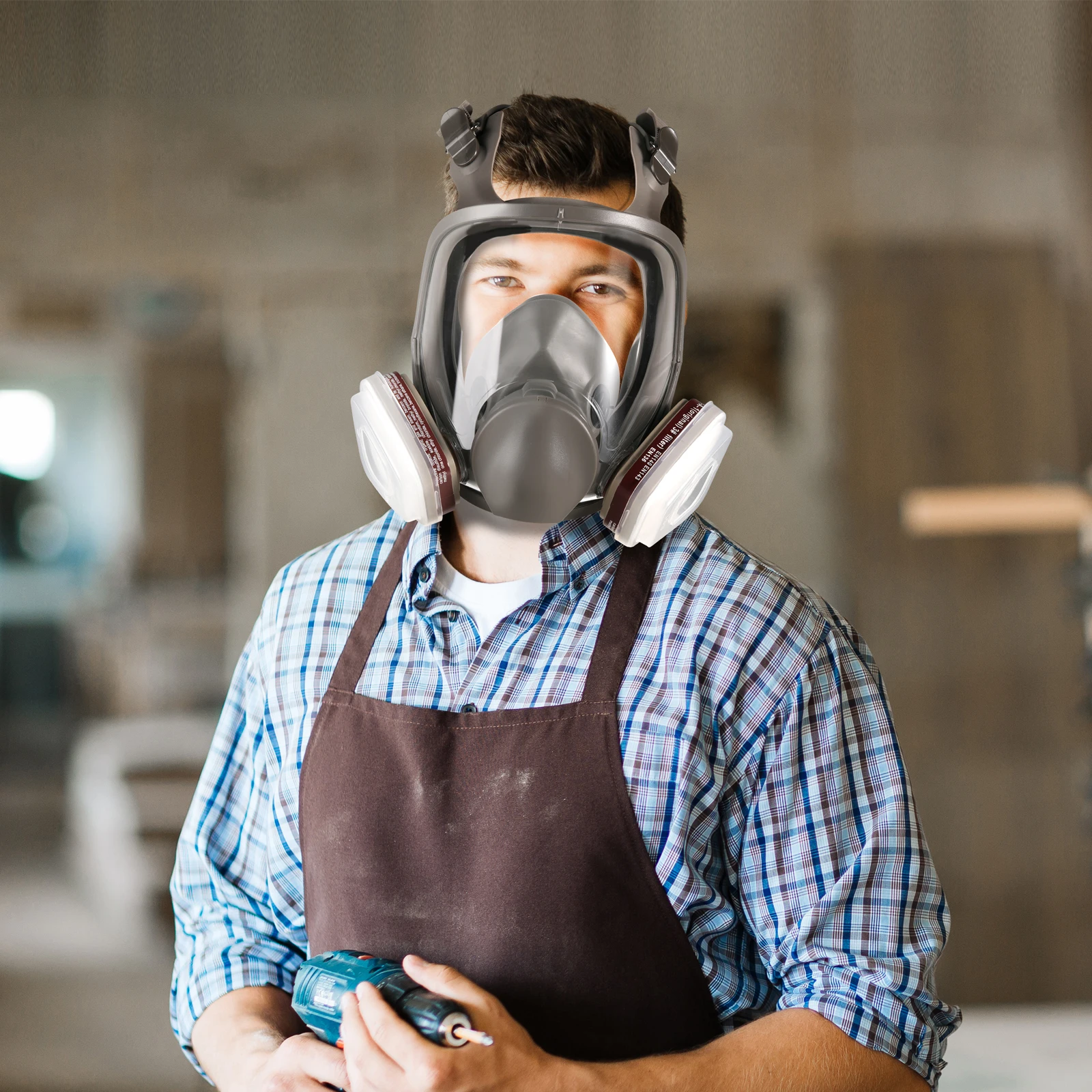 6800 Gas Mask Full Face Large Size Respirator Reusable Full Face Respirator Gas Paint Sprayer Chemical Wood working Dust