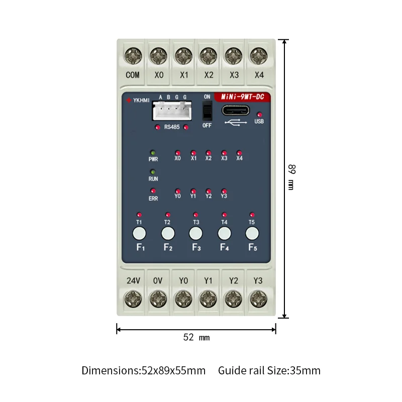 PLC Programmable Logic Controller FX1S-9MT with 5 Input 4 Transistor Output DC 24V Power Supply